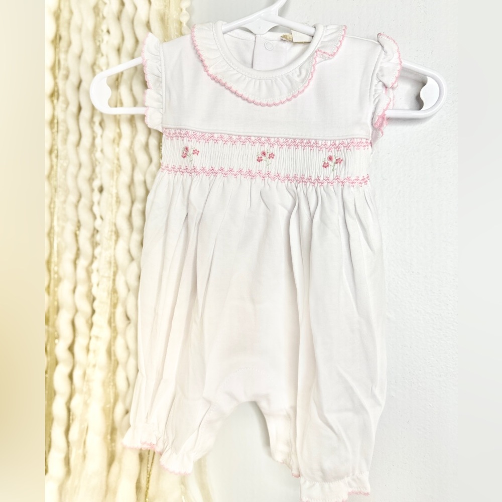 NWT Kissy Kissy Smocked Pink Ruffle Playsuit Pima Romper